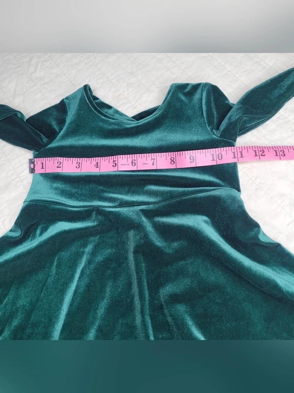 The Children’s Place Green Velvet Long Sleeve Dress 12-18M